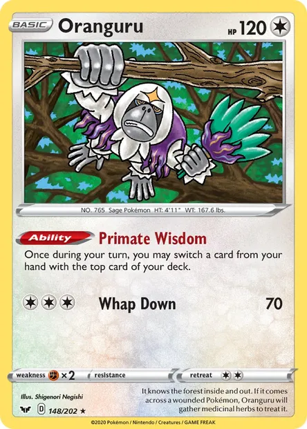 Oranguru, Pokémon card SSH 148 — Sword & Shield set