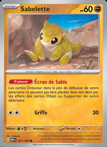 Sabelette, carte Pokémon MEW 027 — extension 151