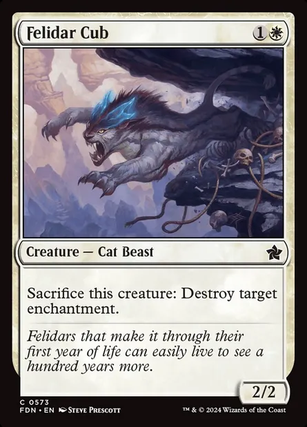 Felidar Cub, Magic card FDN 573 — Foundations set