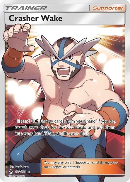 Crasher Wake, Pokémon card FLI 129 — Forbidden Light set