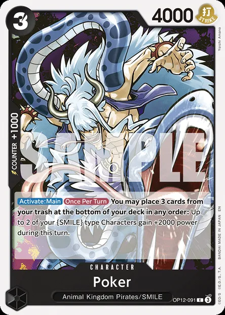 Poker, One Piece card OP12-091 — LEGACY OF THE MASTER set