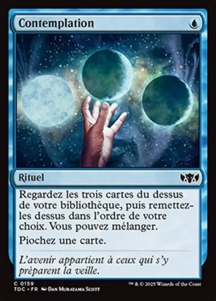 Contemplation, carte Magic TDC 159 — extension Tarkir: Dragonstorm Commander