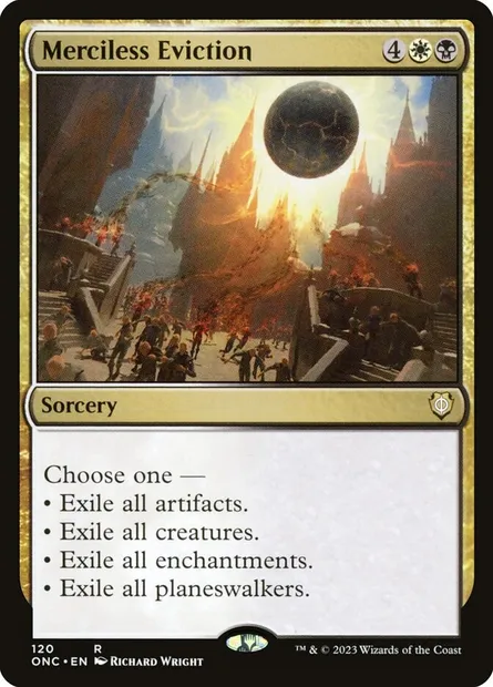 Merciless Eviction, Magic card ONC 120 — Phyrexia: All Will Be One Commander set