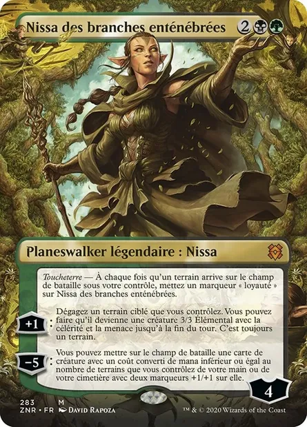 Nissa des branches enténébrées, carte Magic ZNR 283 — extension Renaissance de Zendikar