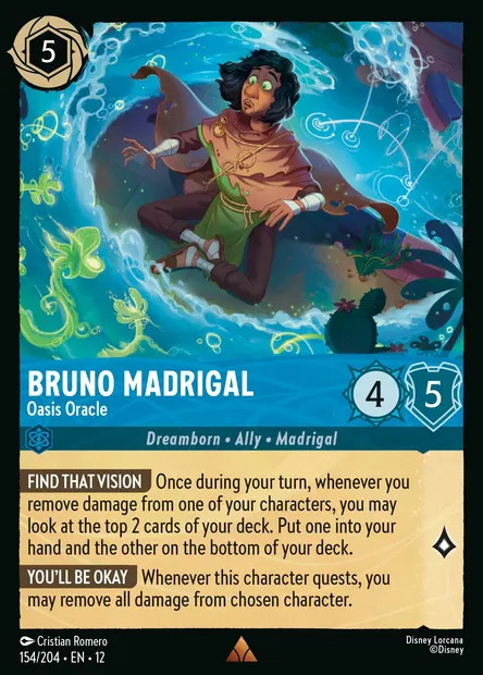 Bruno Madrigal - Oasis Oracle, Disney Lorcana card CH12-154 — Wilds Unknown set
