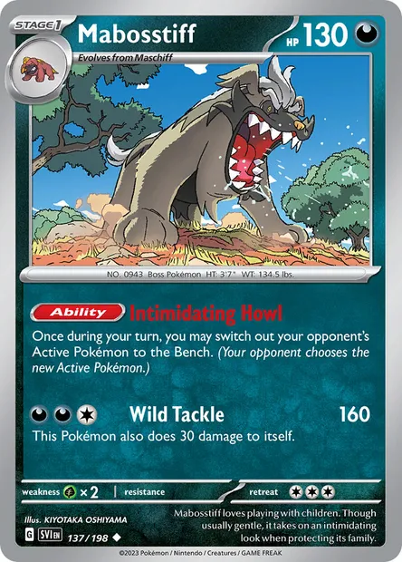Mabosstiff, Pokémon card SVI 137 — Scarlet & Violet set