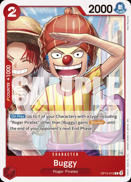 Buggy, One Piece card OP12-012 — LEGACY OF THE MASTER set