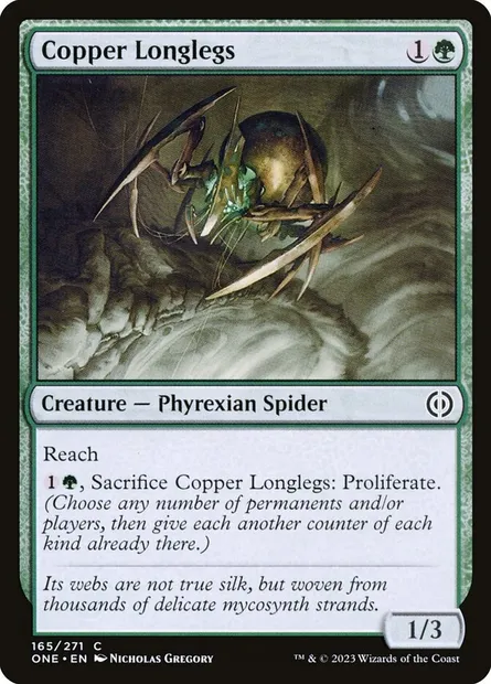 Copper Longlegs, Magic card ONE 165 — Phyrexia: All Will Be One set