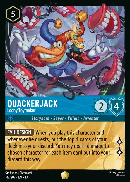 Quackerjack - Loony Toymaker, Disney Lorcana card CH13-147 — Attack of the Vine! set