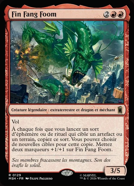 Fin Fang Foom, carte Magic MSH 129 — extension Marvel Super Heroes
