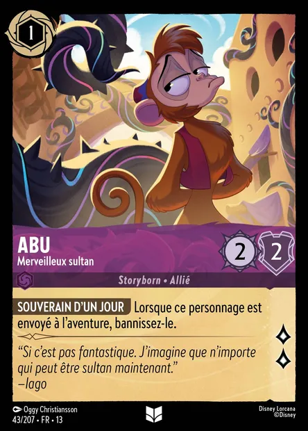 Abu - Merveilleux sultan, carte Disney Lorcana CH13-043 — extension Invasion Epineuse!