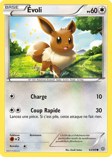 Évoli, carte Pokémon AOR 63 — extension Origines Antiques