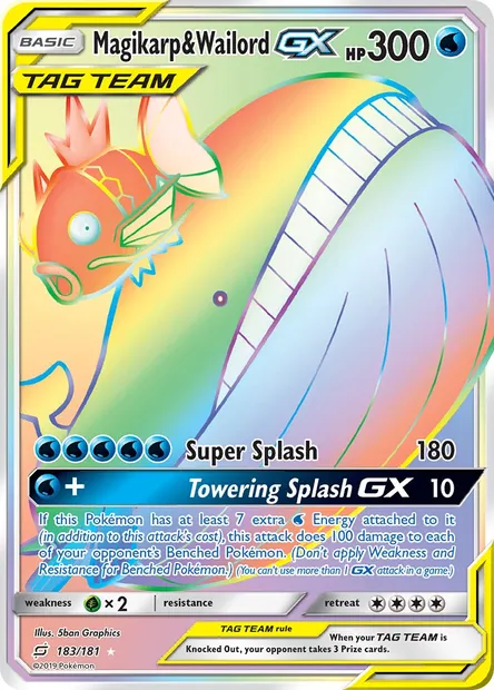 Magikarp & Wailord GX, Pokémon card TEU 183 — Team Up set
