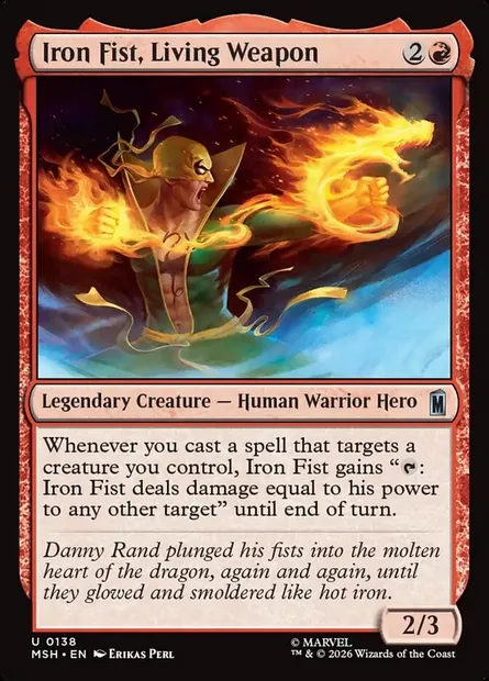 Iron Fist, Living Weapon, Magic card MSH 138 — Marvel Super Heroes set