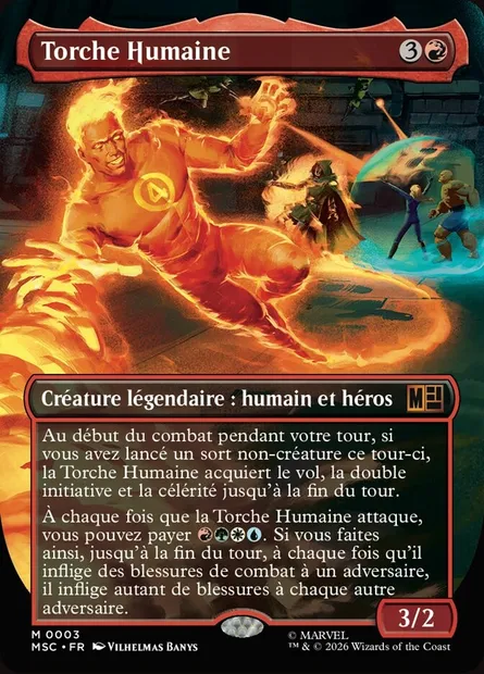 Torche Humaine, carte Magic MSC 3 — extension Marvel Super Heroes Commander