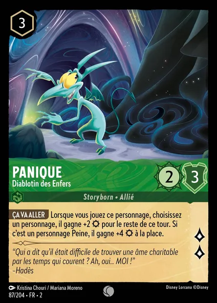 Panique - Diablotin des Enfers, carte Disney Lorcana CH2-087 — extension L'Ascension des Floodborn