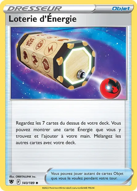 Loterie d'Énergie, carte Pokémon ASR 140 — extension Astres Radieux