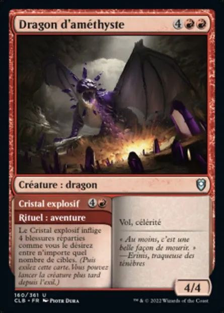 Dragon d'améthyste // Cristal explosif, carte Magic CLB 160 — extension Commander Légendes : la bataille de la Porte de Baldur