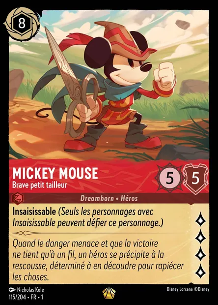 Mickey Mouse - Brave petit tailleur, carte Disney Lorcana CH1-115 — extension Premier Chapitre