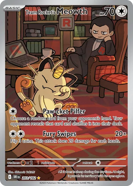 Team Rocket's Meowth, Pokémon card DRI 203 — Destined Rivals set