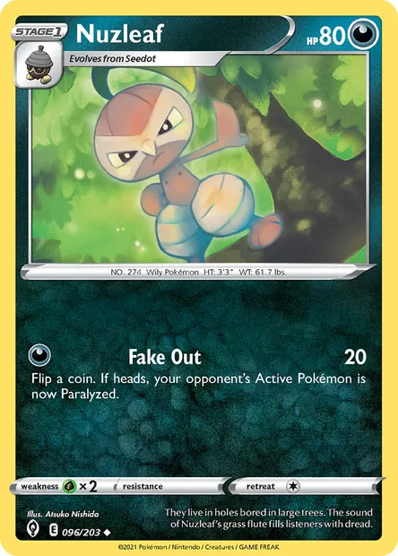 Nuzleaf, Pokémon card EVS 96 — Evolving Skies set