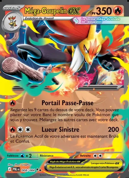 Méga-Goupelin-ex, carte Pokémon PBL 008 — extension Nuit Noire