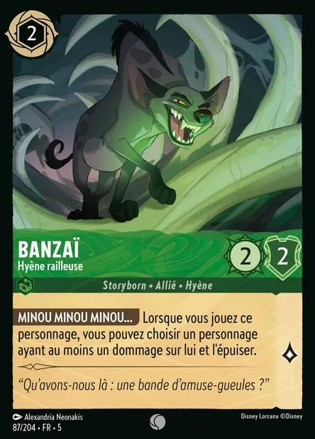 Banzaï - Hyène railleuse, carte Disney Lorcana CH5-087 — extension Ciel Scintillant