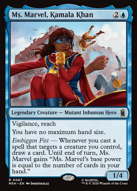 Ms. Marvel, Kamala Khan, Magic card MSH 67 — Marvel Super Heroes set