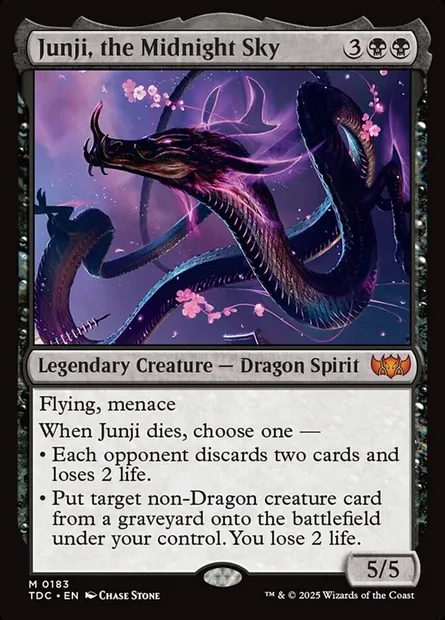 Junji, the Midnight Sky, Magic card TDC 183 — Tarkir: Dragonstorm Commander set
