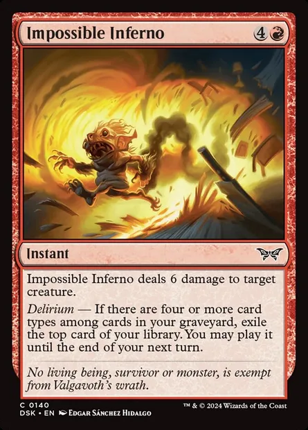 Impossible Inferno, Magic card DSK 140 — Duskmourn: House of Horror set