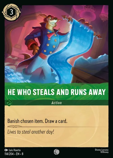 He Who Steals and Runs Away, Disney Lorcana card CH8-114 — The Reign of Jafar set