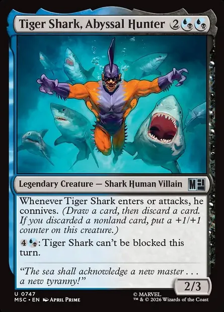 Tiger Shark, Abyssal Hunter, Magic card MSC 747 — Marvel Super Heroes Commander set