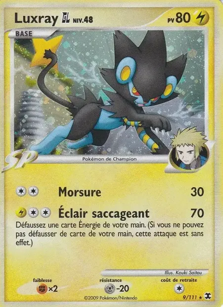 Luxray GL Niv. 48, carte Pokémon RR 9 — extension Rivaux Émergeants