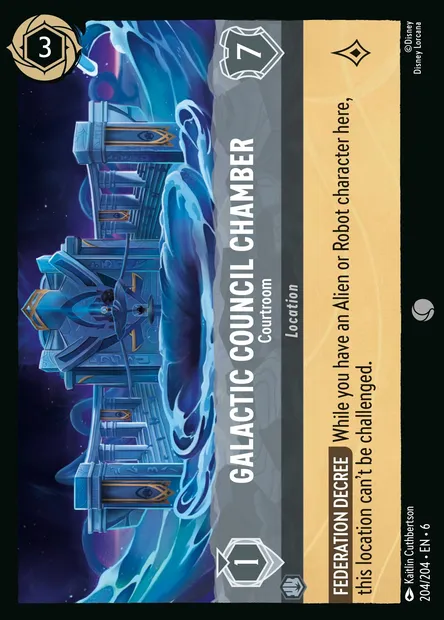 Galactic Council Chamber - Courtroom, Disney Lorcana card CH6-204 — Azurite Sea set