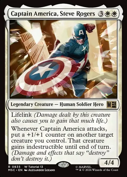 Captain America, Steve Rogers, Magic card MSC 835 — Marvel Super Heroes Commander set