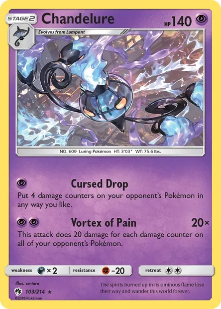 Chandelure, Pokémon card LOT 103 — Lost Thunder set