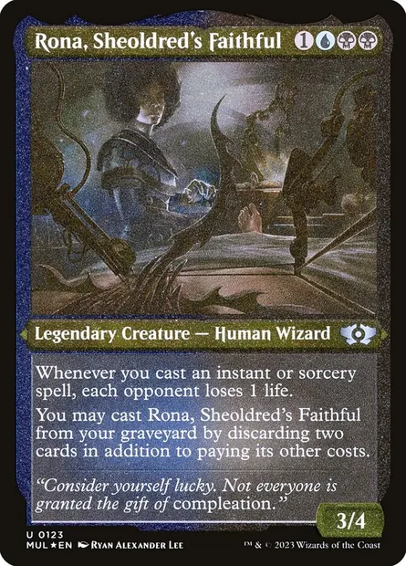 Rona, fidèle de Sheoldred, carte Magic MUL 123 — extension Multiverse Legends