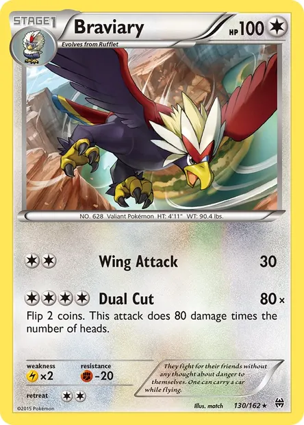 Braviary, Pokémon card BKT 130 — BREAKthrough set