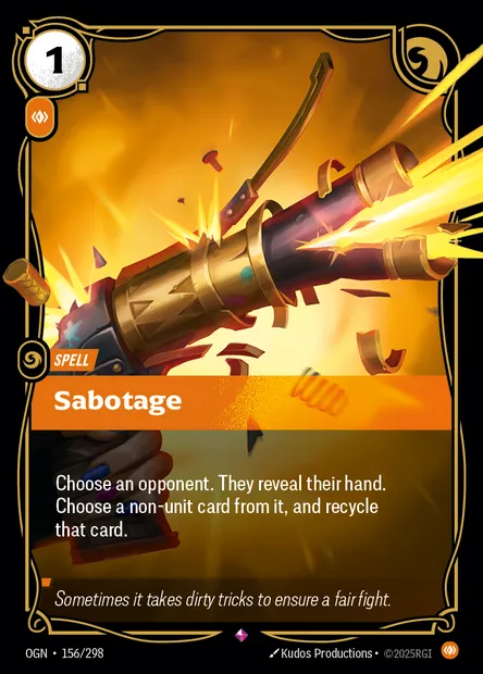 Sabotage, carte Riftbound OGN 156 — extension Origins