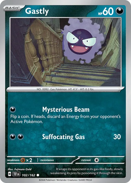 Gastly, Pokémon card TEF 102 — Temporal Forces set