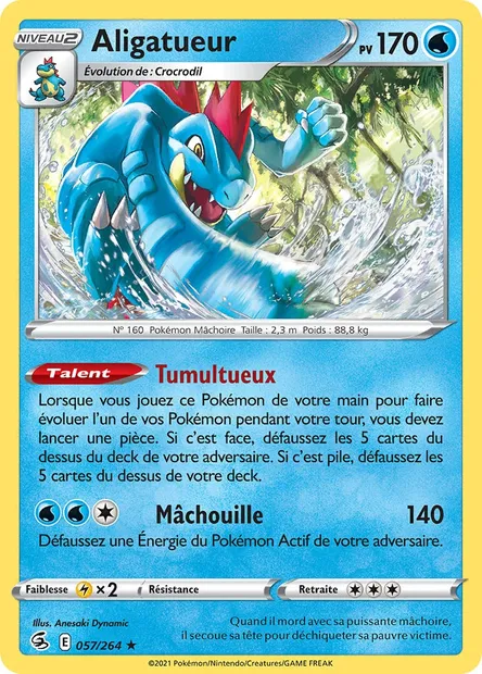 Aligatueur, carte Pokémon FST 57 — extension Poing de Fusion