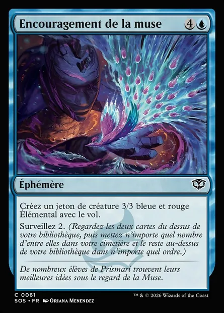 Encouragement de la muse, carte Magic SOS 61 — extension Secrets of Strixhaven
