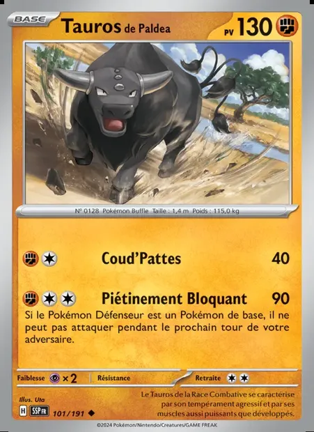 Tauros de Paldea, carte Pokémon SSP 101 — extension Étincelles Déferlantes