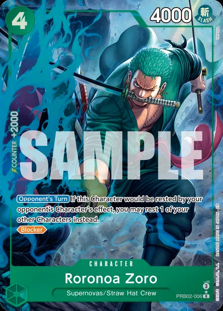 Roronoa Zoro, One Piece card PRB02-006 — ONE PIECE CARD THE BEST vol.2 set