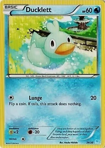 Ducklett, Pokémon card TK9S 024 — XY Trainer Kit: Pikachu Libre & Suicune (Suicune) set