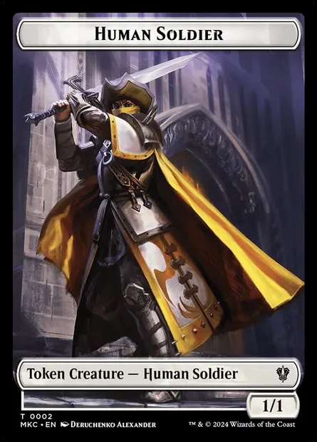 Human Soldier, carte Magic TMKC 2 — extension Murders at Karlov Manor Commander Tokens