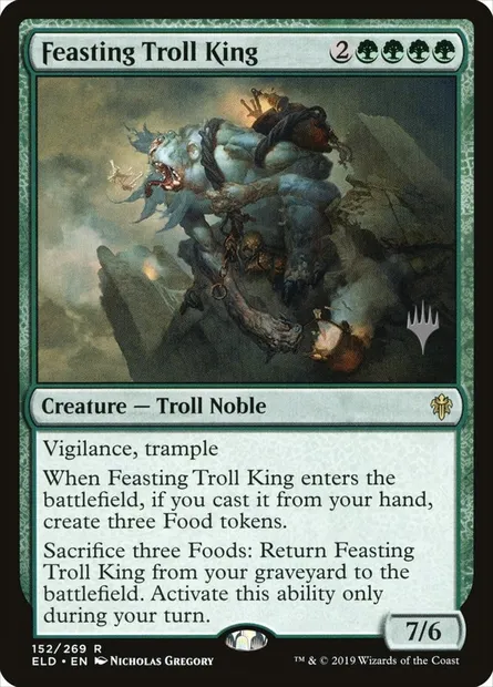 Feasting Troll King, Magic card PELD 152p — Throne of Eldraine Promos set