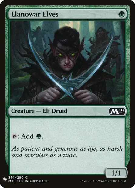 Llanowar Elves, Magic card PLST M19-314 — The List set
