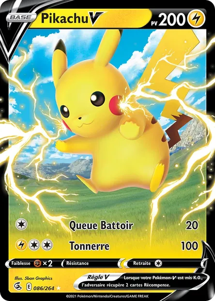 Pikachu V, carte Pokémon FST 86 — extension Poing de Fusion