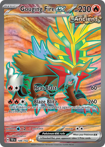 Gouging Fire ex, Pokémon card TEF 188 — Temporal Forces set